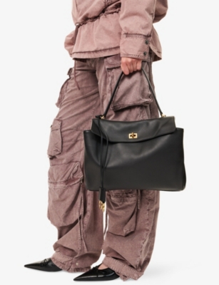 Balenciaga Womens Black Rodeo Medium Leather Top-handle Bag