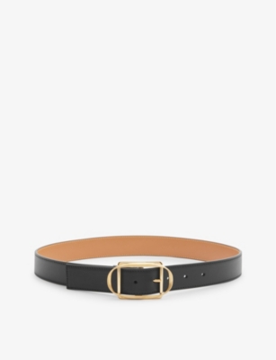 LOEWE: Curved Buckle leather belt