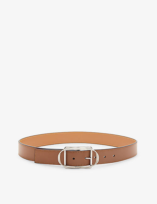 LOEWE: Curved Buckle leather belt