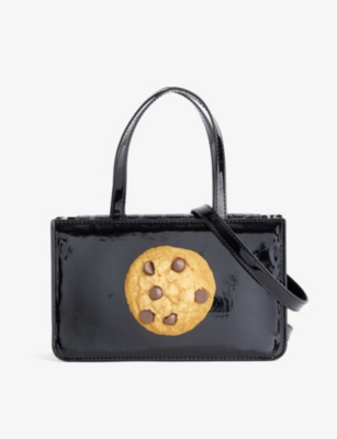 Shop Puppets And Puppets Black Patent Cookie Small Faux-leather Top-handle Bag