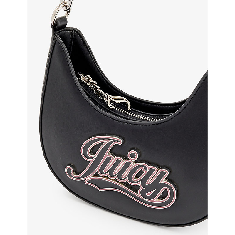 Shop Juicy Couture Women's Black Branded-plaque Detachable-strap Faux-leather Shoulder Bag