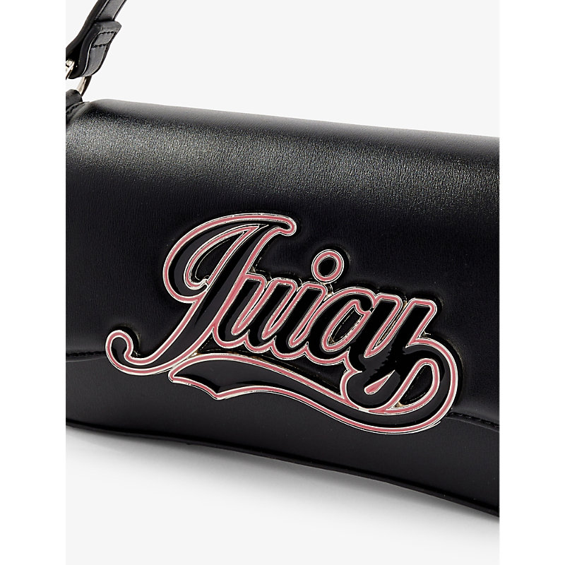 Shop Juicy Couture Women's Black Branded-plaque Faux-leather Shoulder Bag