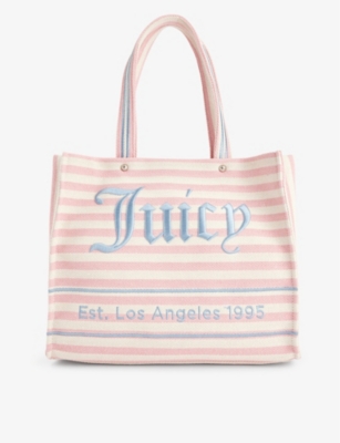 Juicy Couture Womens Pink Branded Twin-handle Cotton-blend Tote Bag