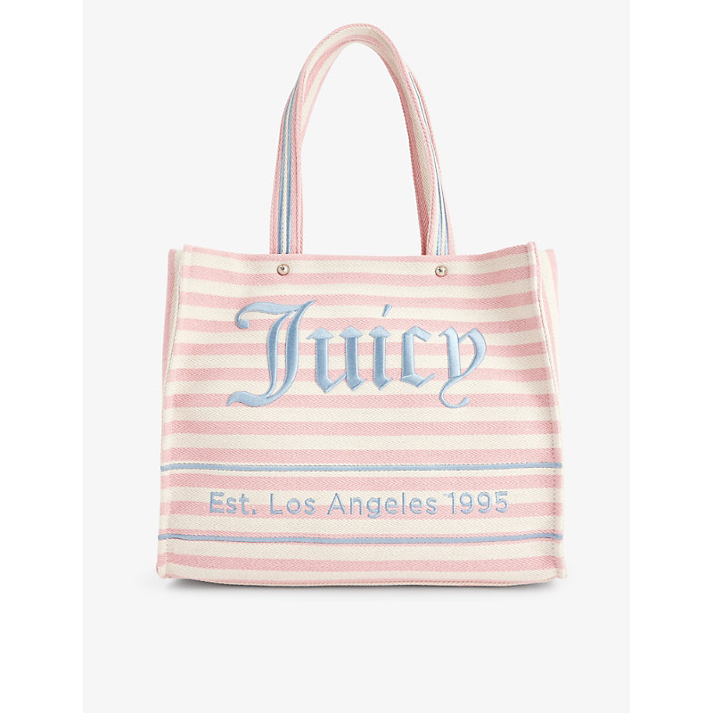 Juicy Couture Womens Pink Branded Twin-handle Cotton-blend Tote Bag
