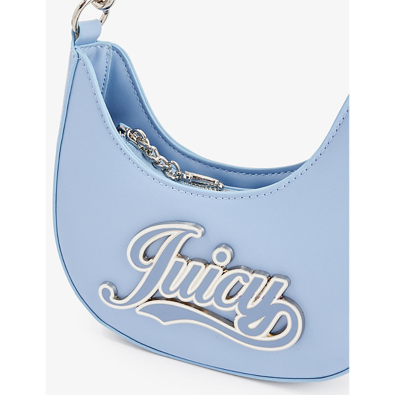 Shop Juicy Couture Women's Powder Blue Branded-plaque Detachable-strap Faux-leather Shoulder Bag