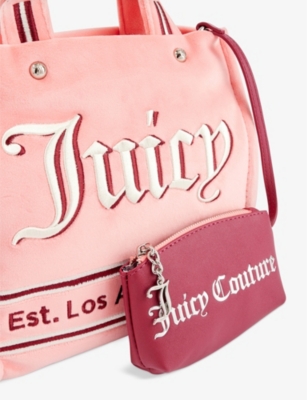 Shop Juicy Couture Women's Pink Lemonade Brand-embroidered Detachable-strap Velour Cross-body Bag