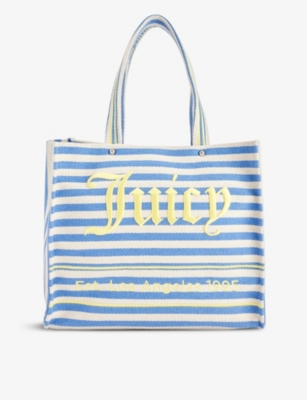 Shop Juicy Couture Women's Blue Branded Twin-handle Cotton-blend Tote Bag