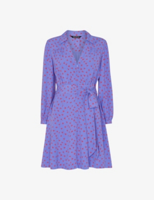 Whistles Womens Multi-coloured Scattered Petal-print Woven Mini Dress In Multi-coloured