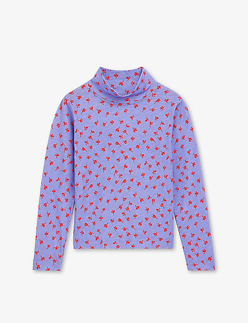 WHISTLES: Scattered Petal graphic-print long-sleeve cotton top 3-12 years