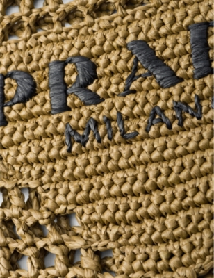 PRADA: Logo-embroidered crochet tote bag
