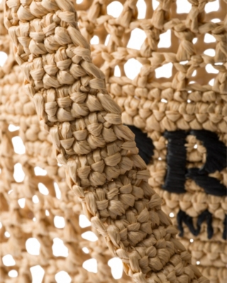 Shop Prada Logo-embroidered Crochet Tote Bag In Neutral