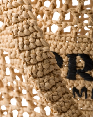 PRADA: Logo-embroidered crochet tote bag