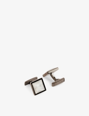 TED BAKER: Perlie semi-precious square brass cufflinks