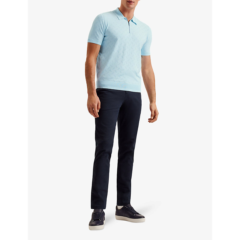 Shop Ted Baker Men's Pl-blue Palton Regular-fit Stretch-knit Polo Shirt