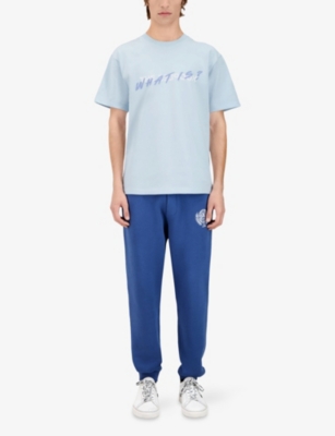 Shop The Kooples Slogan-print Regular-fit Cotton T-shirt In Blue Sky