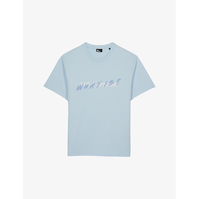 The Kooples Mens Blue Sky Slogan-print Regular-fit Cotton T-shirt