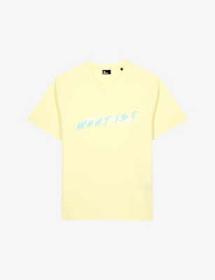 Shop The Kooples Men's Bright Yellow Slogan-print Short-sleeve Cotton T-shirt
