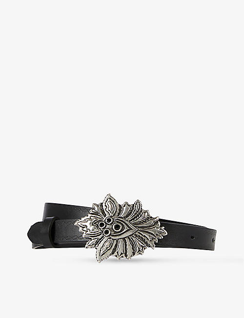 THE KOOPLES: Flower-buckle think leather belt