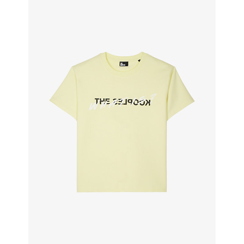 Shop The Kooples Women's Bright Yellow 'what Is It?' Logo-print Cotton-jersey T-shirt