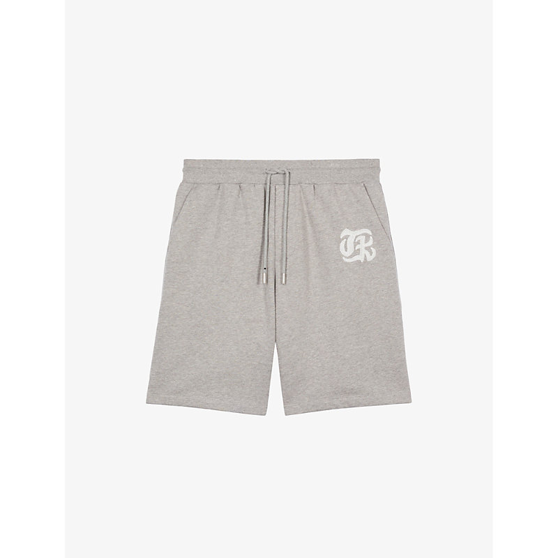 The Kooples Mens Ardoise Logo-embroidered Relaxed-fit Cotton Shorts