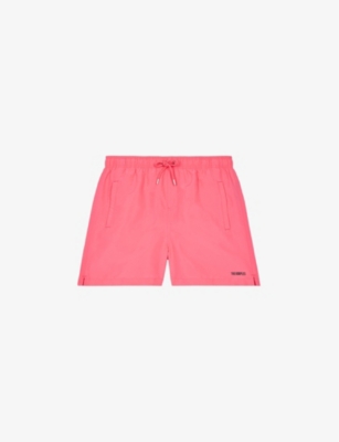 The Kooples Mens Retro Pink Logo Text-print Swim Shorts