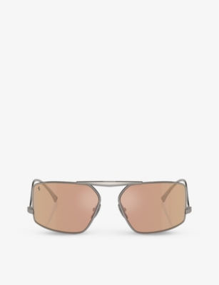 Shop Ferrari Women's Grey Fh1008 Irregular-frame Metal Sunglasses