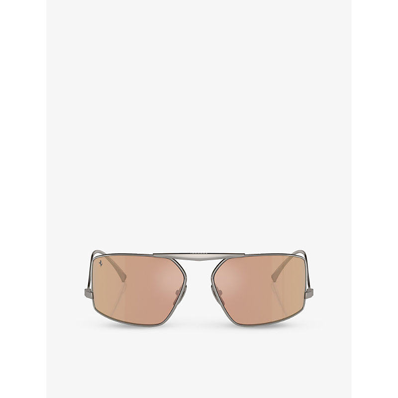 Shop Ferrari Women's Grey Fh1008 Irregular-frame Metal Sunglasses