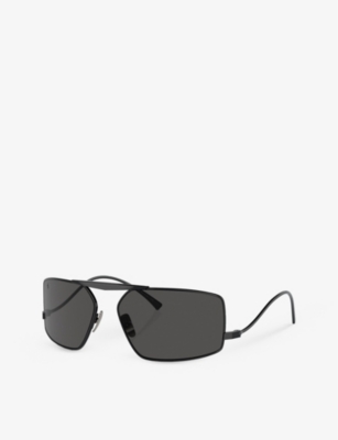Ferrari Womens Black Fh1008 Irregular-frame Metal Sunglasses In Black