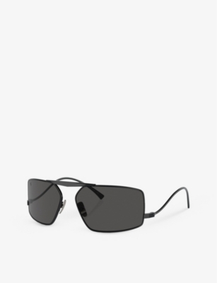 Shop Ferrari Women's Black Fh1008 Irregular-frame Metal Sunglasses