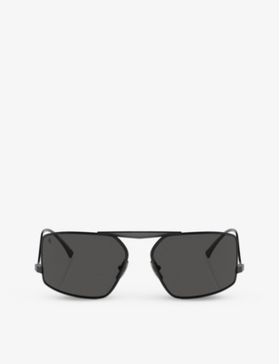 Shop Ferrari Women's Black Fh1008 Irregular-frame Metal Sunglasses