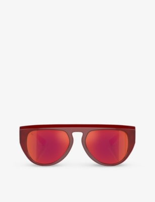 Shop Ferrari Women's Red Fh2005u Pilot-frame Acetate Sunglasses
