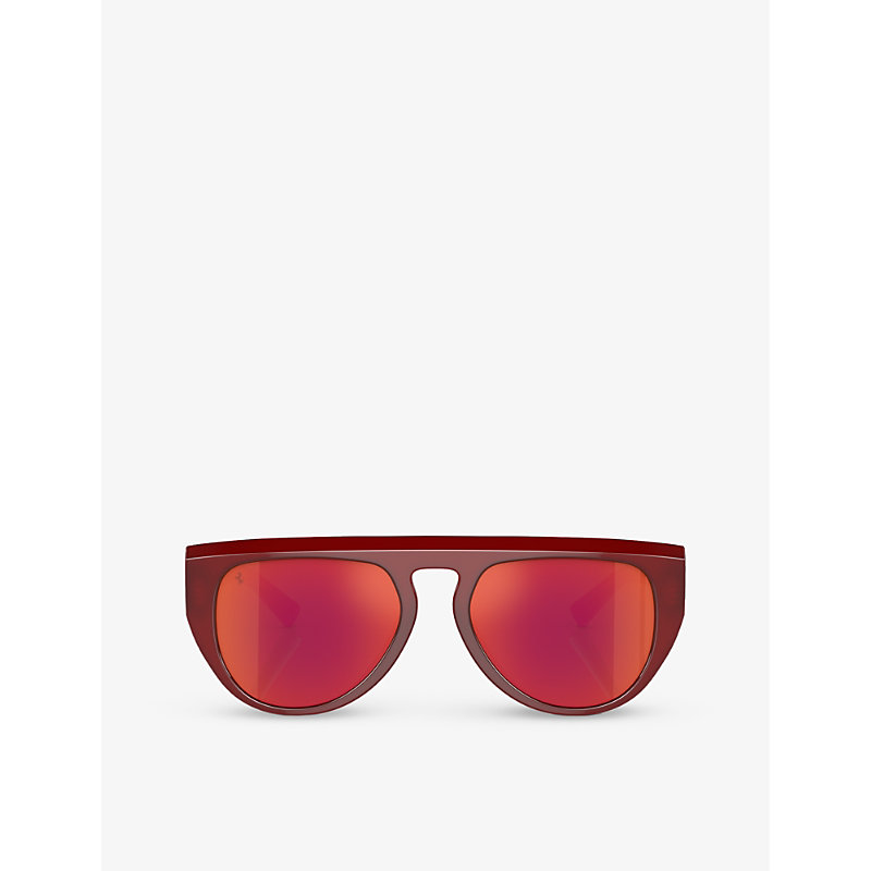 Shop Ferrari Women's Red Fh2005u Pilot-frame Acetate Sunglasses