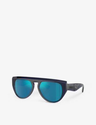 Shop Ferrari Women's Blue Fh2005u Pilot-frame Acetate Sunglasses
