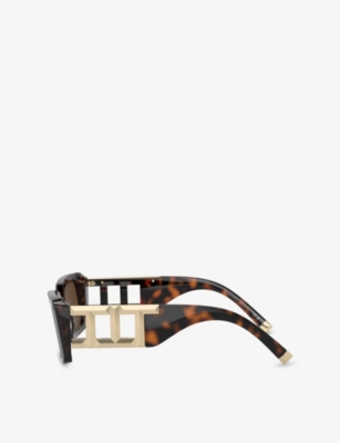 TIFFANY & CO: TF4197 Rectangle-Frame Tortoiseshell Acetate Sunglasses