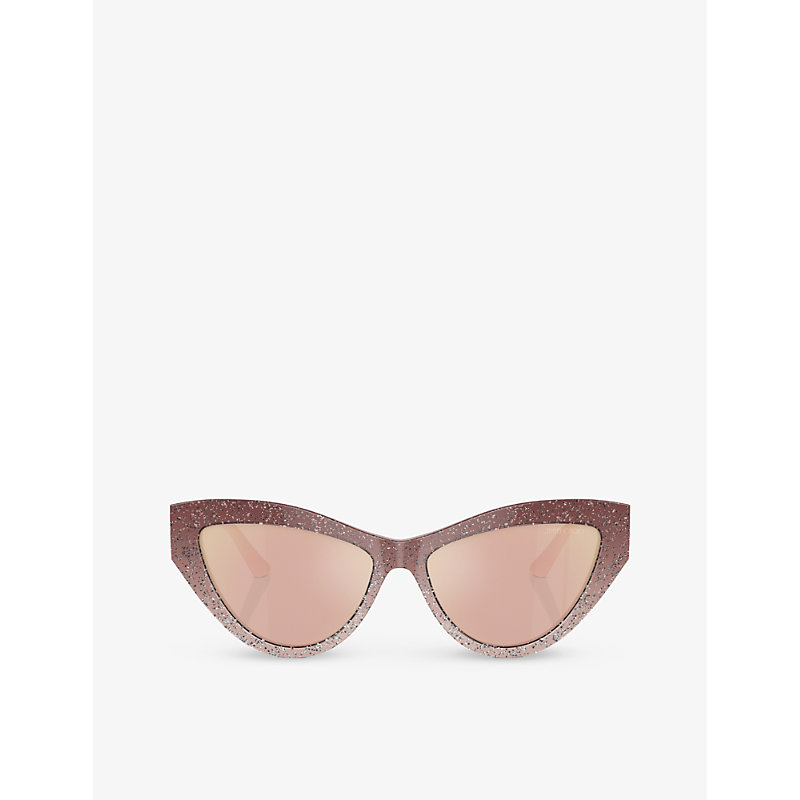 Shop Jimmy Choo Women's Pink Jc5004 Cat Eye-frame Acetate Sunglasses