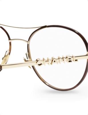 Pre-owned Chanel Womens Brown Ch2214 Round-frame Metal Optical Glasses