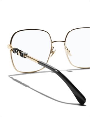 Pre-owned Chanel Womens Gold Ch2215 Square-frame Metal Optical Glasses