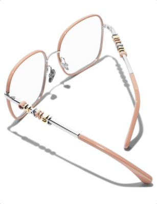Pre-owned Chanel Womens Pink Ch2215 Square-frame Metal Optical Glasses