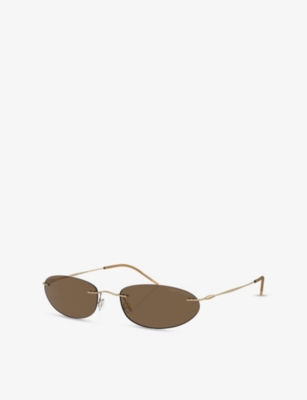 Giorgio Armani Womens Gold Ar1508m Oval-frame Metal Sunglasses In Gold