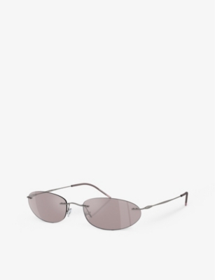 Giorgio Armani Womens Ar1508m Oval-frame Metal Sunglasses Silver In Silver