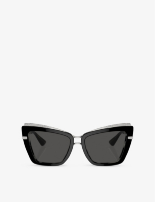 Dolce & Gabbana Womens Black Dg4472 Cat-eye Acetate Sunglasses In Black