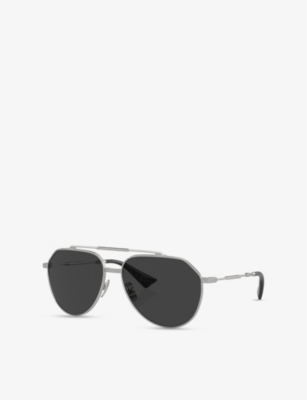 Dolce & Gabbana Womens Dg2302 Aviator-frame Metal Sunglasses Silver In Silver
