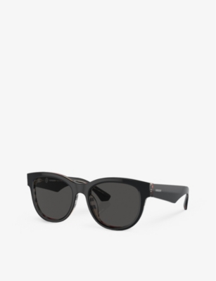 Burberry Womens Black Be4432u Round-frame Acetate Sunglasses In Black
