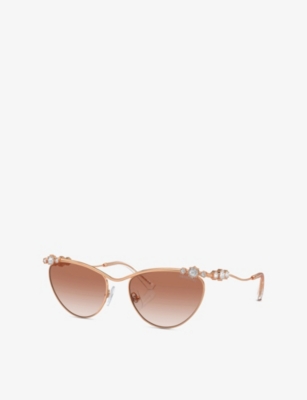 SWAROVSKI: SK7017 Oval-Frame Metal Sunglasses