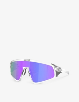 Shop Oakley Women's Clear Oo9404 Latch Shield-frame Acetate Sunglasses