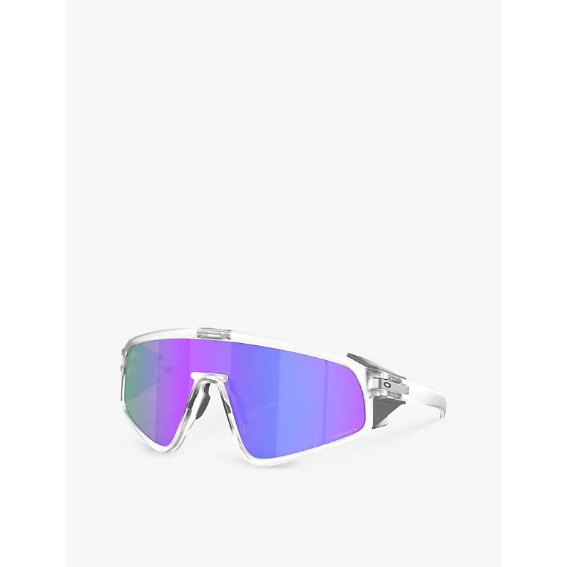 Shop Oakley Women's Clear Oo9404 Latch Shield-frame Acetate Sunglasses
