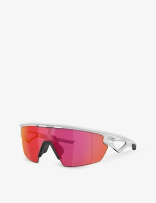 Shop Oakley Women's White Oo9403 Sphaera™️ Shield-frame Acetate Sunglasses