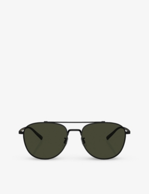 Shop Oliver Peoples Women's Black Ov1335st Rivetti Pilot-frame Titanium Sunglasses