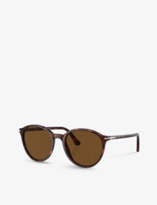 Shop Persol Womens Brown Po3350s Round-frame Acetate Sunglasses