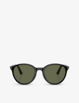 Shop Persol Womens Black Po3350s Round-frame Acetate Sunglasses